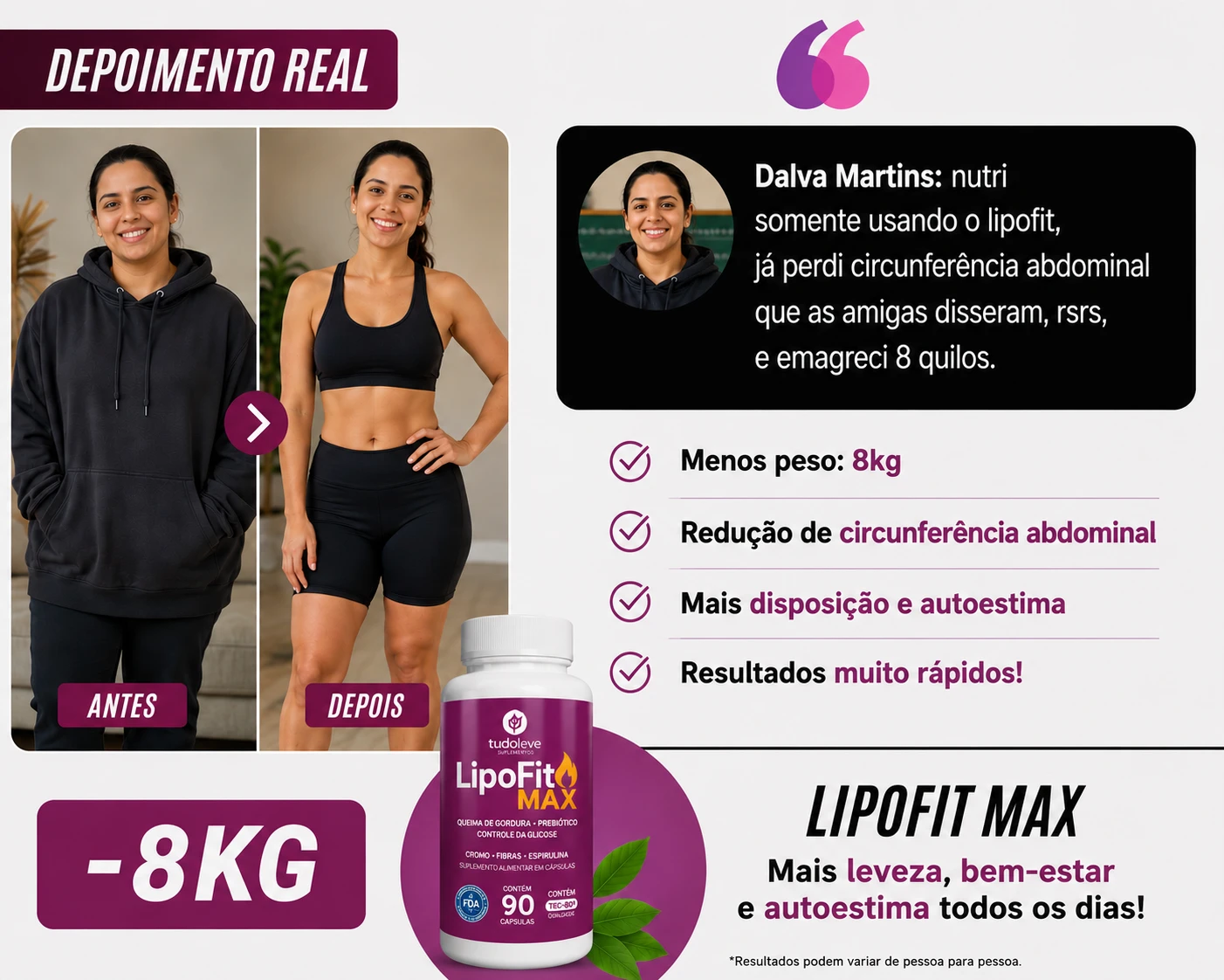 Resultado LipoFit MAX: Dalva M., 31 anos ?
