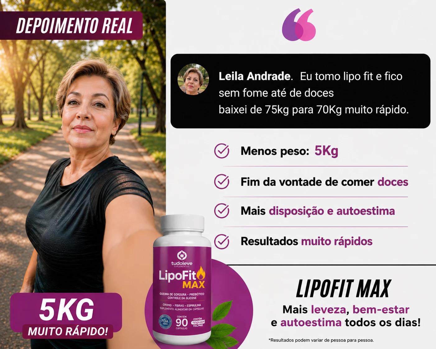Resultado LipoFit MAX: Leila S., 47 anos ?