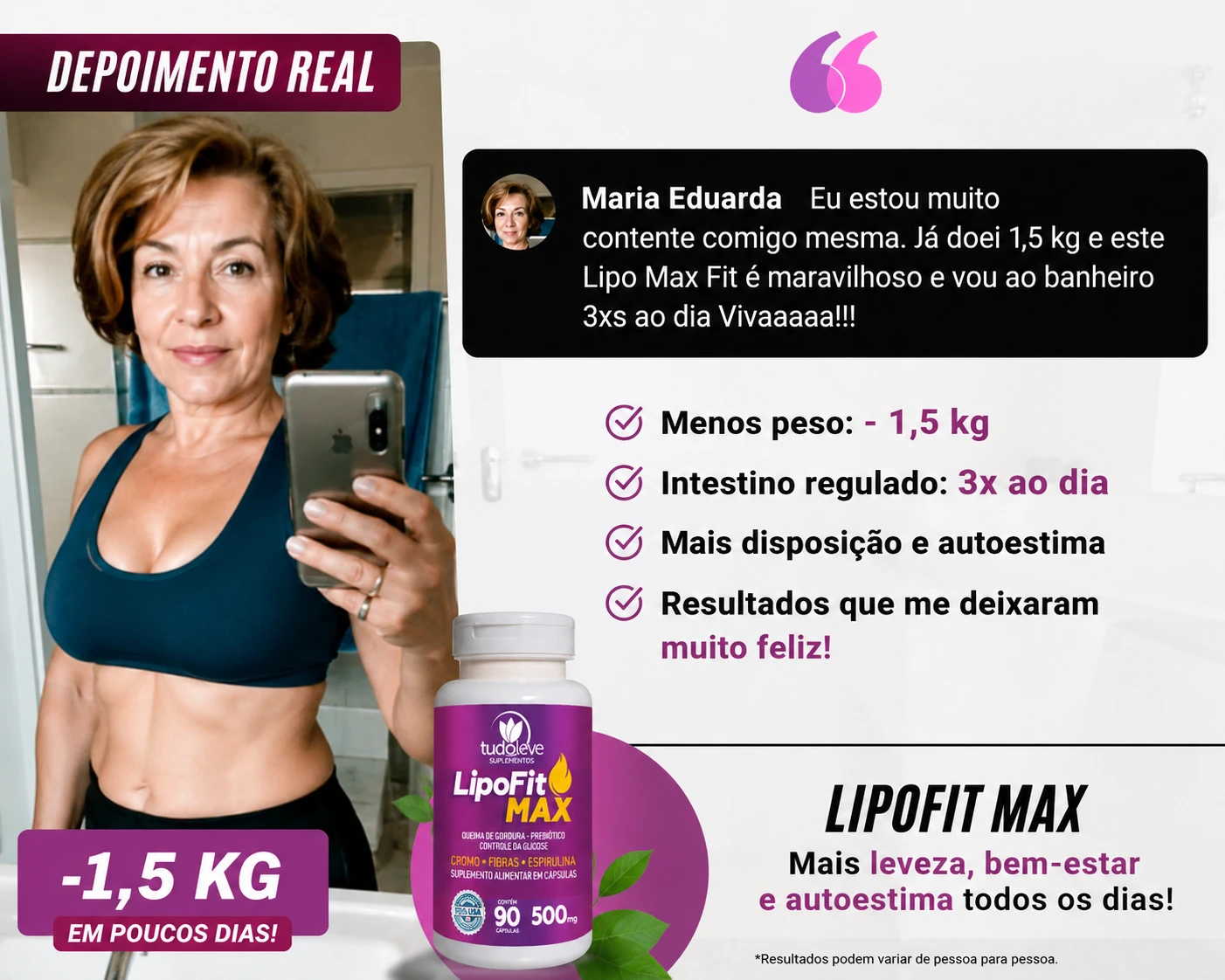 Resultado LipoFit MAX: Maria E., 58 anos ?